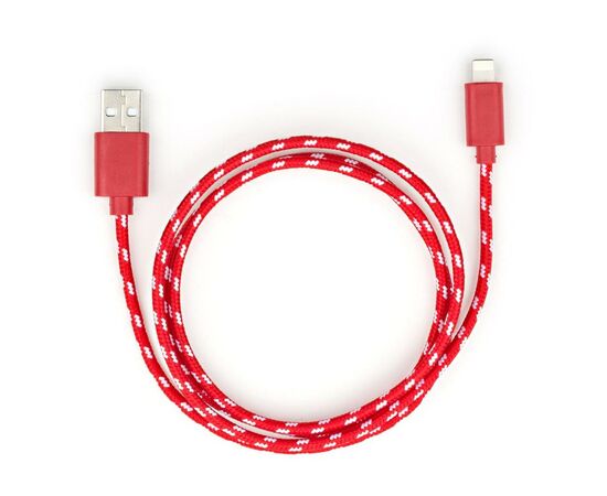 Дата кабель USB 2.0 AM to Lightning 2color nylon 1m red Vinga (VCPDCLNB31R)