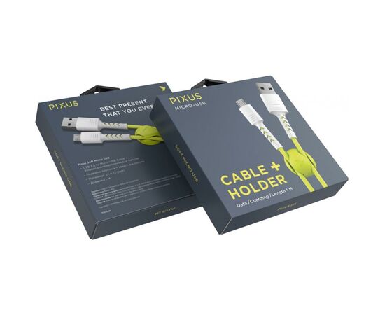 Дата кабель USB 2.0 AM to Micro 5P 1.0m Soft white/lime Pixus (4897058531176), изображение 5 Дата кабель USB 2.0 AM to Micro 5P 1.0m Soft white/lime Pixus (4897058531176), изображение 5