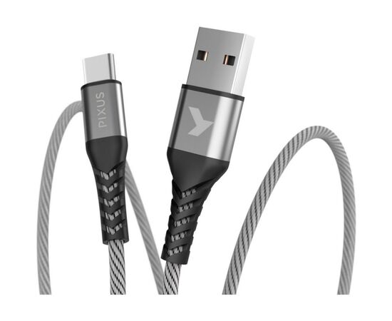 Дата кабель USB 2.0 AM to Type-C 1.0m Flex Gray Pixus (4897058531152)