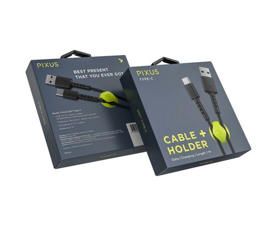 Дата кабель USB 2.0 AM to Type-C 1.0m Soft black Pixus (4897058530919), изображение 5