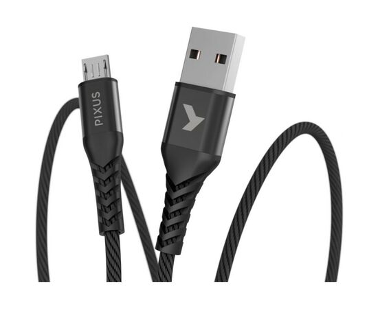 Дата кабель USB 2.0 AM to Micro 5P 1.0m Flex Black Pixus (4897058530896)