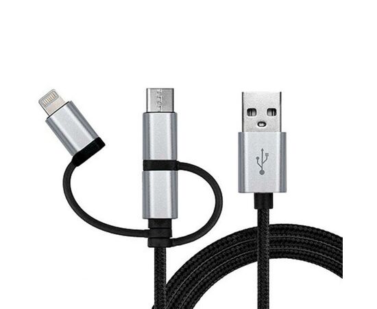 Дата кабель USB 2.0 AM to 3in1 1.0m Premium black REAL-EL (EL123500035), изображение 2 Дата кабель USB 2.0 AM to 3in1 1.0m Premium black REAL-EL (EL123500035), изображение 2