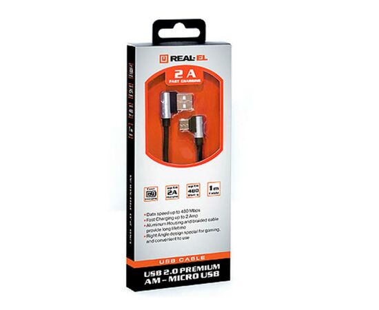 Дата кабель USB 2.0 AM to Micro 5P 1.0m Premium black REAL-EL (EL123500031), изображение 5 Дата кабель USB 2.0 AM to Micro 5P 1.0m Premium black REAL-EL (EL123500031), изображение 5