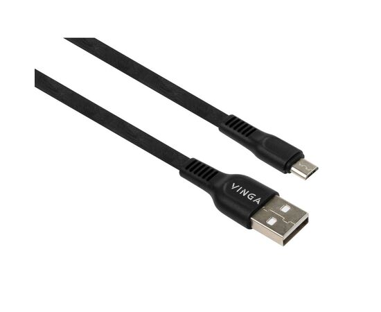 Дата кабель USB 2.0 AM to Micro 5P 1.0m flat art TPE back Vinga (VCPDCMFTPE1BK)
