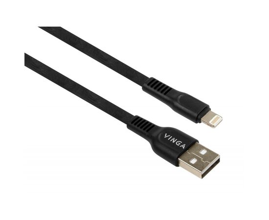 Дата кабель USB 2.0 AM to Lightning 1.0m flat art TPE back Vinga (VCPDCLFTPE1BK)
