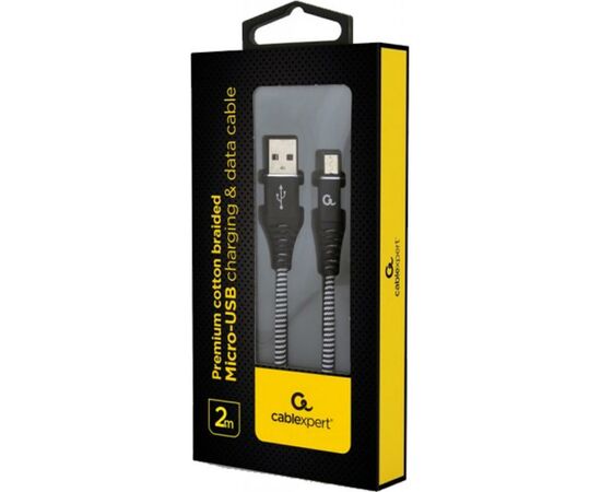 Дата кабель USB 2.0 Micro 5P to AM Cablexpert (CC-USB2B-AMmBM-2M-BW), изображение 2 Дата кабель USB 2.0 Micro 5P to AM Cablexpert (CC-USB2B-AMmBM-2M-BW), изображение 2