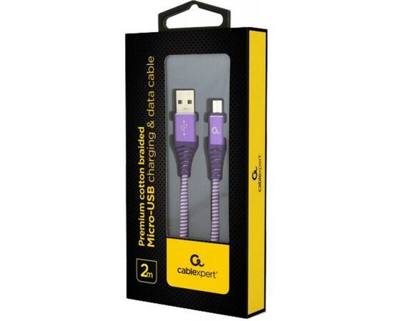 Дата кабель USB 2.0 Micro 5P to AM Cablexpert (CC-USB2B-AMmBM-2M-PW), зображення 2 Дата кабель USB 2.0 Micro 5P to AM Cablexpert (CC-USB2B-AMmBM-2M-PW), зображення 2