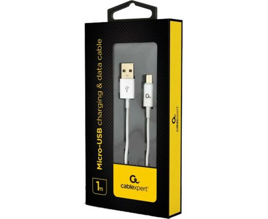 Дата кабель USB 2.0 Micro 5P to AM Cablexpert (CC-USB2P-AMmBM-1M-W), изображение 2 Дата кабель USB 2.0 Micro 5P to AM Cablexpert (CC-USB2P-AMmBM-1M-W), изображение 2