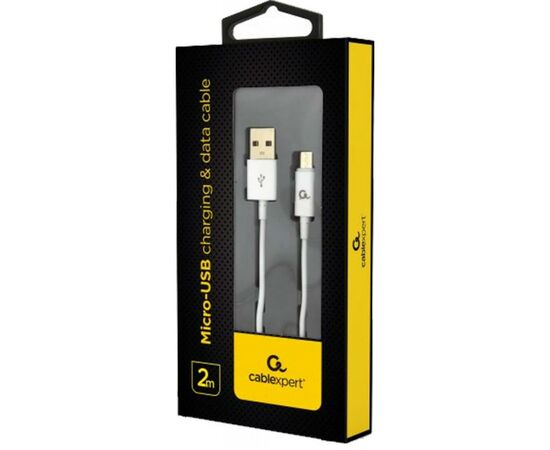Дата кабель USB 2.0 AM to Micro 5P 2.0m Cablexpert (CC-USB2P-AMmBM-2M-W), изображение 2 Дата кабель USB 2.0 AM to Micro 5P 2.0m Cablexpert (CC-USB2P-AMmBM-2M-W), изображение 2