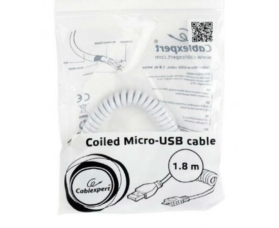 Дата кабель USB 2.0 AM to Micro 5P Cablexpert (CC-mUSB2C-AMBM-6-W), изображение 5 Дата кабель USB 2.0 AM to Micro 5P Cablexpert (CC-mUSB2C-AMBM-6-W), изображение 5