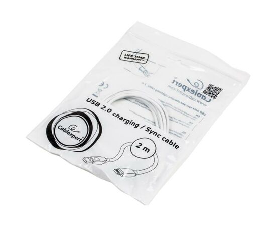 Дата кабель USB 2.0 AM to Lightning 2.0m Cablexpert (CC-USB2-AMLM-2M-W), изображение 4 Дата кабель USB 2.0 AM to Lightning 2.0m Cablexpert (CC-USB2-AMLM-2M-W), изображение 4