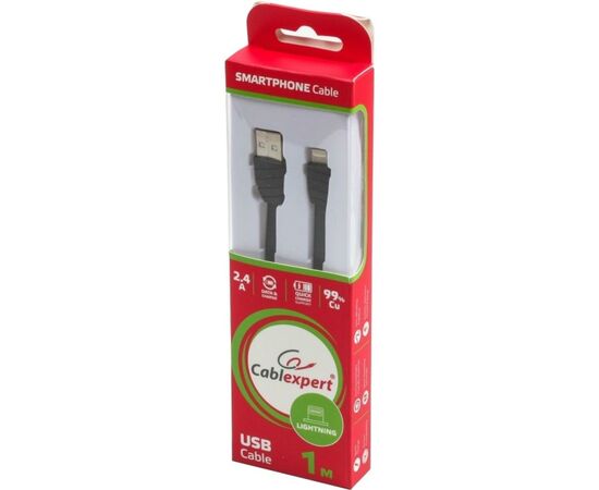 Дата кабель USB 2.0 AM to Lightning 1.0m flat Cablexpert (CCPB-L-USB-02BK), изображение 3 Дата кабель USB 2.0 AM to Lightning 1.0m flat Cablexpert (CCPB-L-USB-02BK), изображение 3