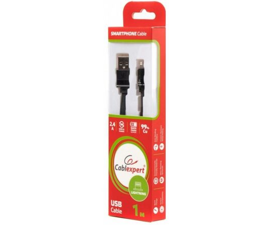 Дата кабель USB 2.0 AM to Lightning 1.0m flat Cablexpert (CCPB-L-USB-10BK), изображение 2 Дата кабель USB 2.0 AM to Lightning 1.0m flat Cablexpert (CCPB-L-USB-10BK), изображение 2