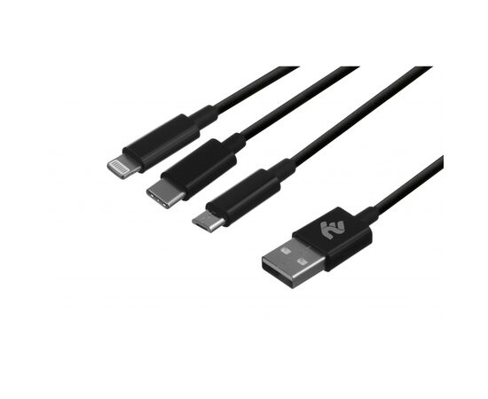 Дата кабель USB 2.0 AM to Lightning + Micro 5P + Type-C 1.2m black 2E (2E-CCMTLAB-BL), изображение 2 Дата кабель USB 2.0 AM to Lightning + Micro 5P + Type-C 1.2m black 2E (2E-CCMTLAB-BL), изображение 2