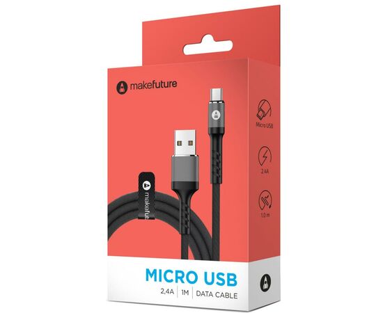 Дата кабель USB 2.0 AM to Micro 5P 1.0m 2.4A Denim Grey MakeFuture (MCB-MD1GR)