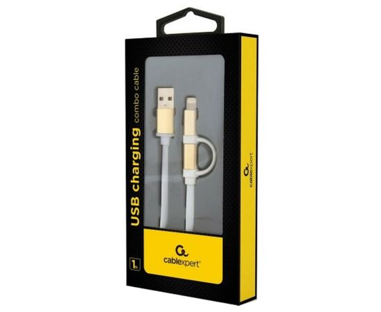 Дата кабель USB 2.0 AM to Lightning/Micro 1.0m Cablexpert (CC-USB2-AM8PmB-1M-GD), изображение 2 Дата кабель USB 2.0 AM to Lightning/Micro 1.0m Cablexpert (CC-USB2-AM8PmB-1M-GD), изображение 2