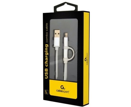 Дата кабель USB 2.0 AM to Lightning/Micro 1.0m Cablexpert (CC-USB2-AM8PmB-1M-SV), изображение 2 Дата кабель USB 2.0 AM to Lightning/Micro 1.0m Cablexpert (CC-USB2-AM8PmB-1M-SV), изображение 2