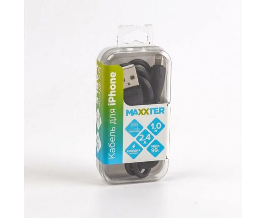 Дата кабель USB 2.0 AM to Lightning 1.0m Maxxter (UB-L-USB-01BK), изображение 4 Дата кабель USB 2.0 AM to Lightning 1.0m Maxxter (UB-L-USB-01BK), изображение 4