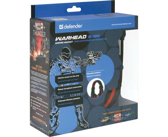Наушники Defender Warhead G-185 Black-Red (64106), изображение 5 Наушники Defender Warhead G-185 Black-Red (64106), изображение 5