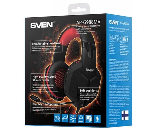 Наушники Sven AP-G988MV Black-Red, изображение 6