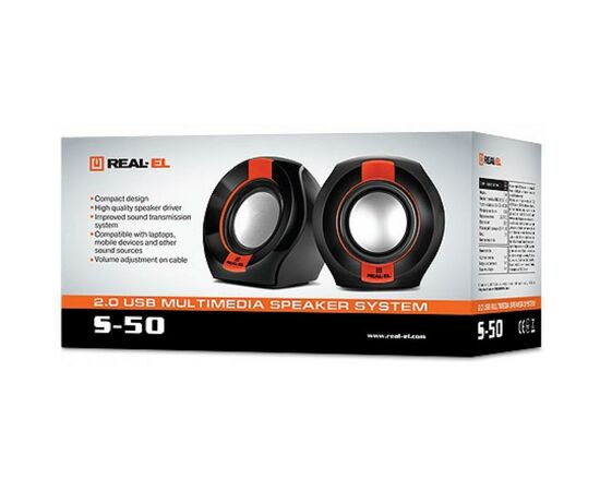 Акустическая система REAL-EL S-50 black-red, изображение 2 Акустическая система REAL-EL S-50 black-red, изображение 2