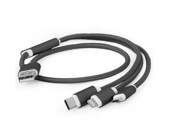Дата кабель USB 2.0 AM to Lightning + Micro 5P + Type-C 1.0m black Cablexpert (CC-USB2-AM31-1M)
