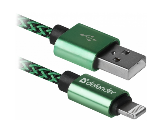 Дата кабель USB 2.0 AM to Lightning 1.0m ACH01-03T 2.1A green Defender (87810)