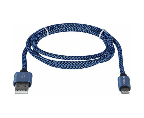 Дата кабель USB 2.0 AM to Lightning 1.0m ACH01-03T 2.1A blue Defender (87811), изображение 2 Дата кабель USB 2.0 AM to Lightning 1.0m ACH01-03T 2.1A blue Defender (87811), изображение 2