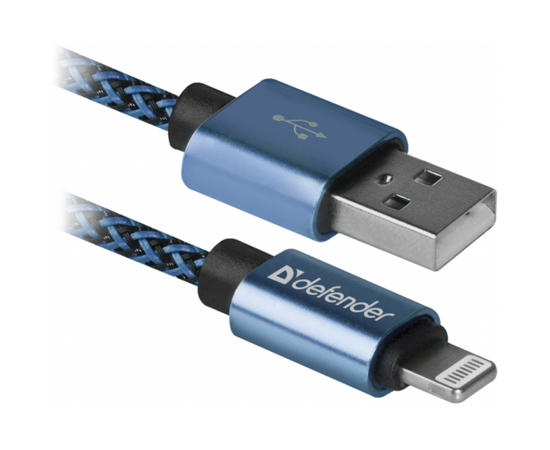 Дата кабель USB 2.0 AM to Lightning 1.0m ACH01-03T 2.1A blue Defender (87811)
