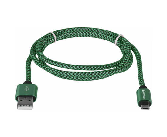 Дата кабель USB 2.0 AM to Micro 5P 1.0m USB08-03T green Defender (87804), изображение 2 Дата кабель USB 2.0 AM to Micro 5P 1.0m USB08-03T green Defender (87804), изображение 2