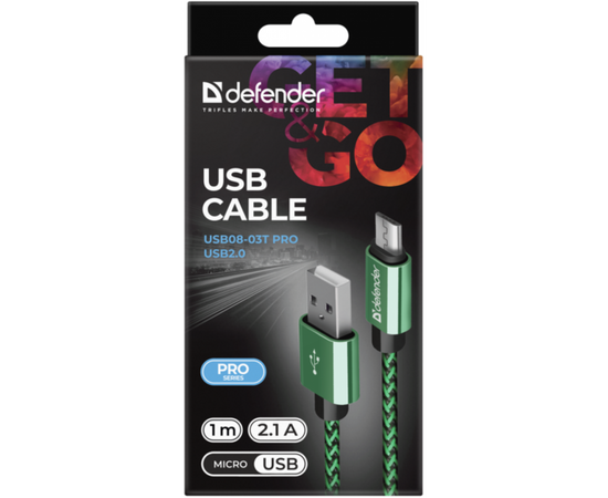 Дата кабель USB 2.0 AM to Micro 5P 1.0m USB08-03T green Defender (87804), изображение 4 Дата кабель USB 2.0 AM to Micro 5P 1.0m USB08-03T green Defender (87804), изображение 4