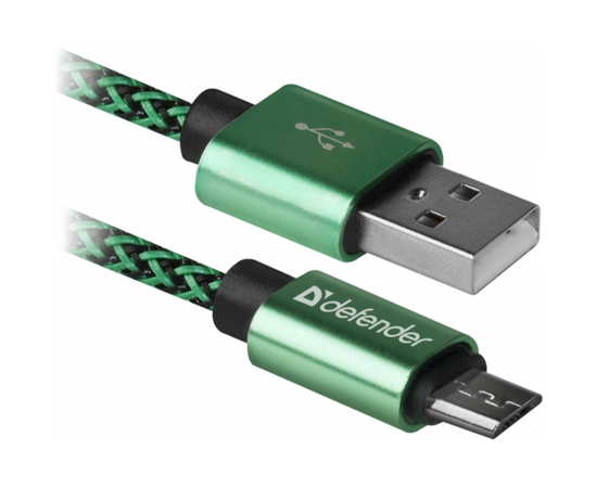 Дата кабель USB 2.0 AM to Micro 5P 1.0m USB08-03T green Defender (87804)