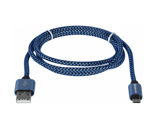 Дата кабель USB 2.0 AM to Micro 5P 1.0m USB08-03T blue Defender (87805), изображение 2 Дата кабель USB 2.0 AM to Micro 5P 1.0m USB08-03T blue Defender (87805), изображение 2