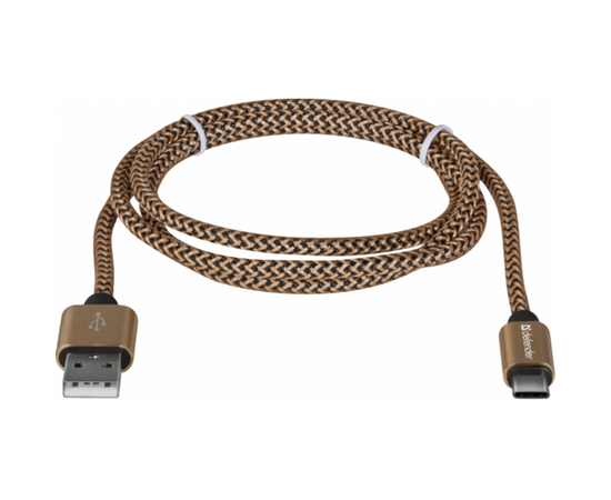 Дата кабель USB 2.0 AM to Type-C 1.0m USB09-03T PRO gold Defender (87812), изображение 2 Дата кабель USB 2.0 AM to Type-C 1.0m USB09-03T PRO gold Defender (87812), изображение 2