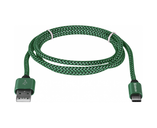 Дата кабель USB 2.0 AM to Type-C 1.0m USB09-03T PRO green Defender (87816), изображение 2 Дата кабель USB 2.0 AM to Type-C 1.0m USB09-03T PRO green Defender (87816), изображение 2