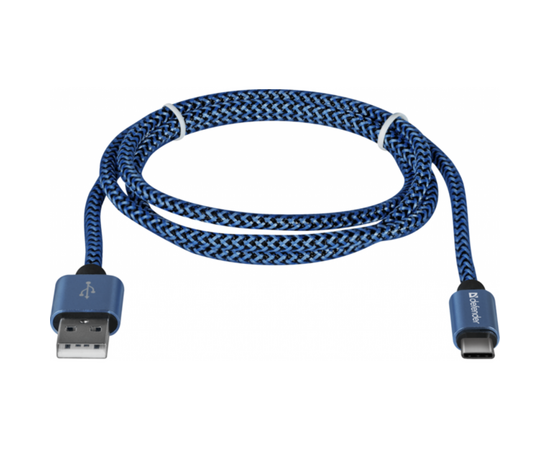 Дата кабель USB 2.0 AM to Type-C 1.0m USB09-03T PRO blue Defender (87817), изображение 2 Дата кабель USB 2.0 AM to Type-C 1.0m USB09-03T PRO blue Defender (87817), изображение 2