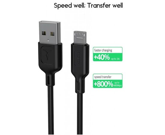 Дата кабель USB 2.0 AM to Micro 5P 1.2m Fast T-M829 T-Phox (T-M829 Black), изображение 6 Дата кабель USB 2.0 AM to Micro 5P 1.2m Fast T-M829 T-Phox (T-M829 Black), изображение 6