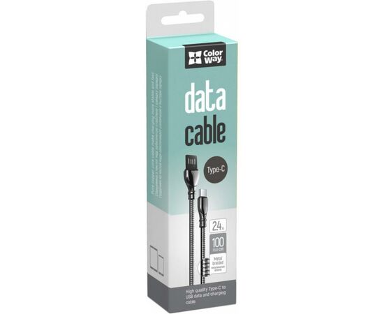 Дата кабель USB 2.0 AM to Type-C 1.0m metal spring black ColorWay (CW-CBUC015-BK), изображение 3 Дата кабель USB 2.0 AM to Type-C 1.0m metal spring black ColorWay (CW-CBUC015-BK), изображение 3