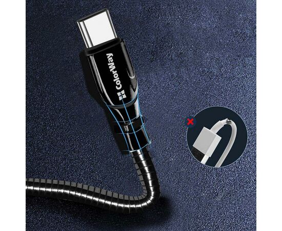 Дата кабель USB 2.0 AM to Type-C 1.0m metal spring black ColorWay (CW-CBUC015-BK), изображение 6 Дата кабель USB 2.0 AM to Type-C 1.0m metal spring black ColorWay (CW-CBUC015-BK), изображение 6