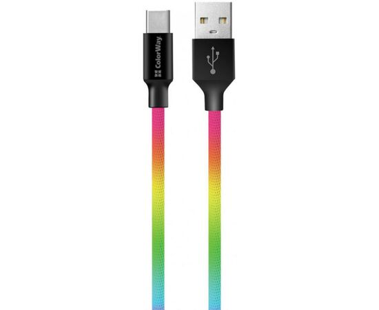 Дата кабель USB 2.0 AM to Type-C 1.0m multicolor ColorWay (CW-CBUC018-MC), изображение 2 Дата кабель USB 2.0 AM to Type-C 1.0m multicolor ColorWay (CW-CBUC018-MC), изображение 2