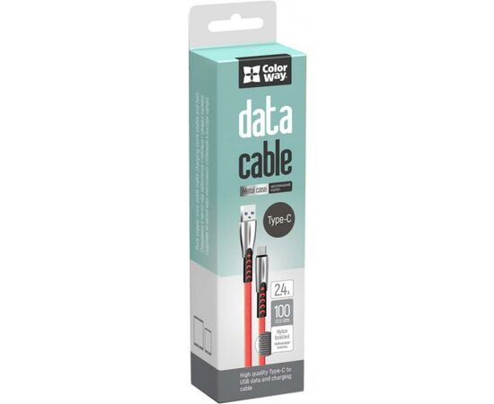 Дата кабель USB 2.0 AM to Type-C 1.0m zinc alloy red ColorWay (CW-CBUC012-RD), изображение 3 Дата кабель USB 2.0 AM to Type-C 1.0m zinc alloy red ColorWay (CW-CBUC012-RD), изображение 3