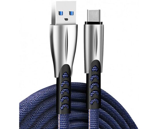 Дата кабель USB 2.0 AM to Type-C 1.0m zinc alloy blue ColorWay (CW-CBUC012-BL)