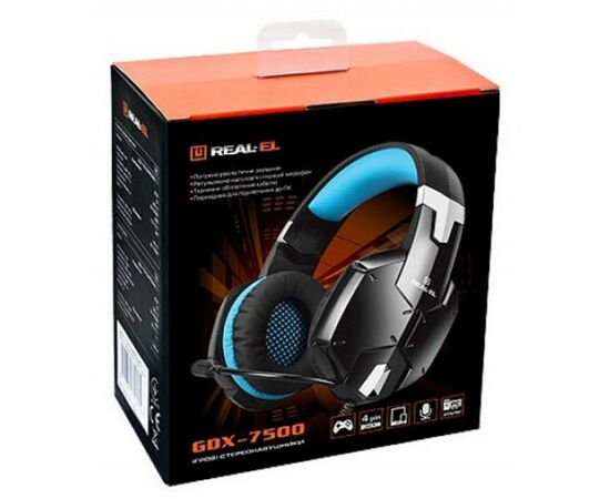 Наушники REAL-EL GDX-7500 black-blue, изображение 9 Наушники REAL-EL GDX-7500 black-blue, изображение 9