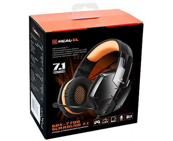 Навушники REAL-EL GDX-7700 SURROUND 7.1 black-orange, зображення 9
