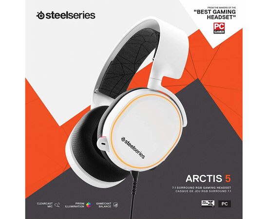 Наушники SteelSeries Arctis 5 White 2019 Edition (61507), изображение 6 Наушники SteelSeries Arctis 5 White 2019 Edition (61507), изображение 6