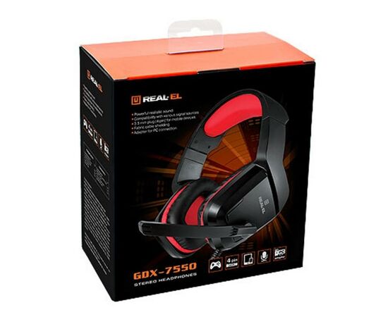 Наушники REAL-EL GDX-7550 Black-Red, изображение 9 Наушники REAL-EL GDX-7550 Black-Red, изображение 9