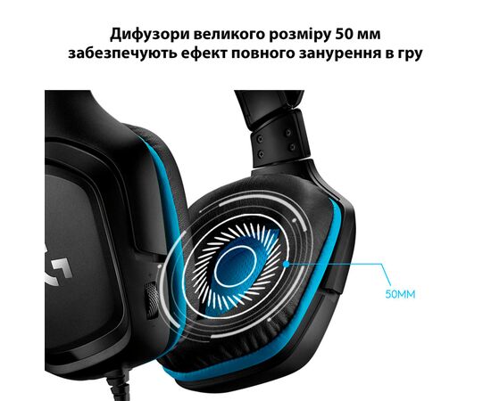 Наушники Logitech G432 7.1 Surround Sound Wired Gaming Headset (981-000770), изображение 4 Наушники Logitech G432 7.1 Surround Sound Wired Gaming Headset (981-000770), изображение 4