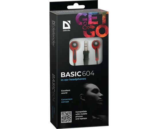 Наушники Defender Basic 604 Black-Red (63605), изображение 3 Наушники Defender Basic 604 Black-Red (63605), изображение 3
