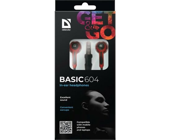 Наушники Defender Basic 604 Black-Red (63605), изображение 4 Наушники Defender Basic 604 Black-Red (63605), изображение 4