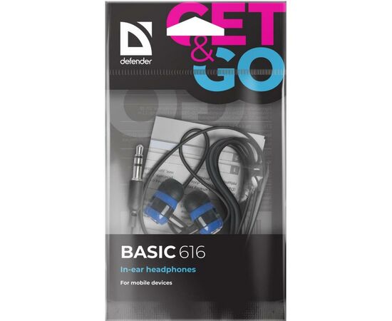 Наушники Defender Basic 616 Black-Blue (63616), изображение 2